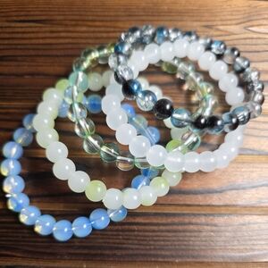 Bohemian Style Handmade Stretch Bead Bracelets Colorful Burst Pattern set of 5!